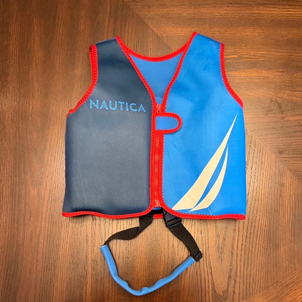 Nautica Navy & Bright Blue Kids Swim Vest with Red Trim